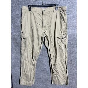 Wrangler Pants Mens 40x30 Hunting Workwear Cargo Cotton Straight High Rise Beige